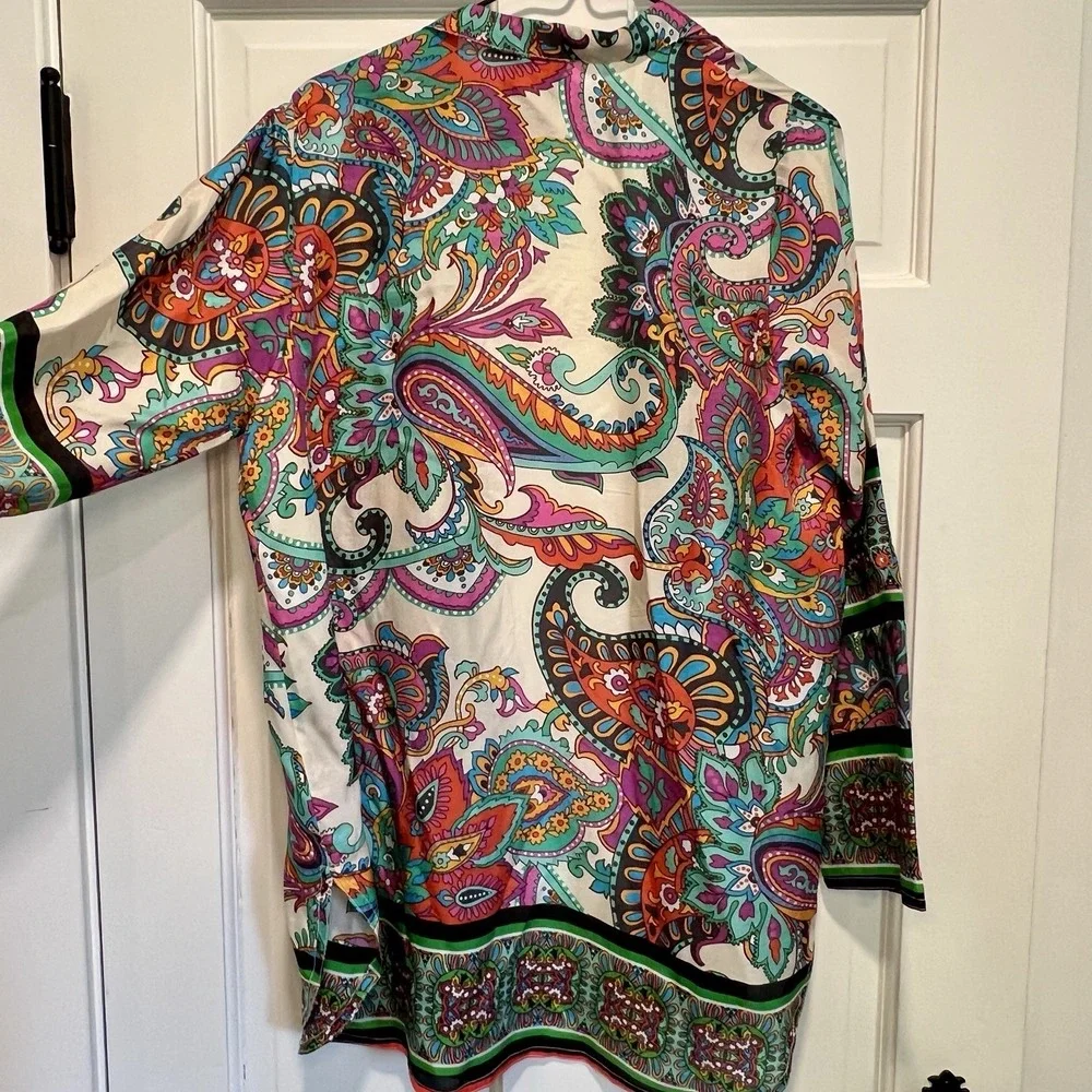 Johnny Was Delia Tunic Color‎ 100% Silk RN 1 49414 Style R25624-7 SZ Small BOHO